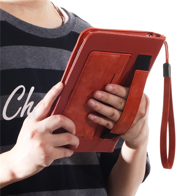 Imprint Spider Pattern Wallet Leather Tablet Case [with Strap] for iPad mini 4/3/2/1 - Orange-15