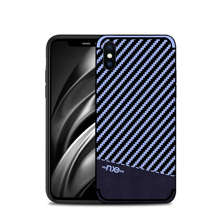 

Nxe [текстура Из Углеродного Волокна] Защитная Крышка TPU Для Iphone XS Max 6.5 Inch - Синий, iPhone XS Max 6.5 inch