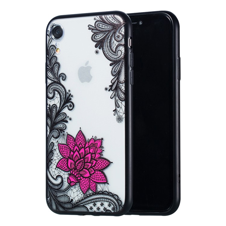 

Embossed Flower Pattern TPU + Plastic Combo Cellphone Case for iPhone XR 6.1 inch - Small Red Flower, iPhone XR