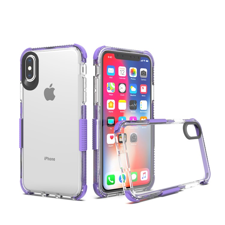 

Двухцветный Мягкий Чехол Для Мобильного Телефона TPU Для Iphone XS / X 5,8 Дюйма - Пурпурный