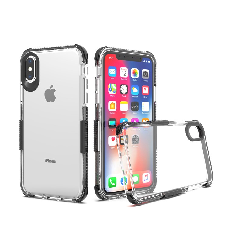 

Bi-color Soft TPU Mobile Phone Cover for iPhone XS / X 5.8 inch - Black