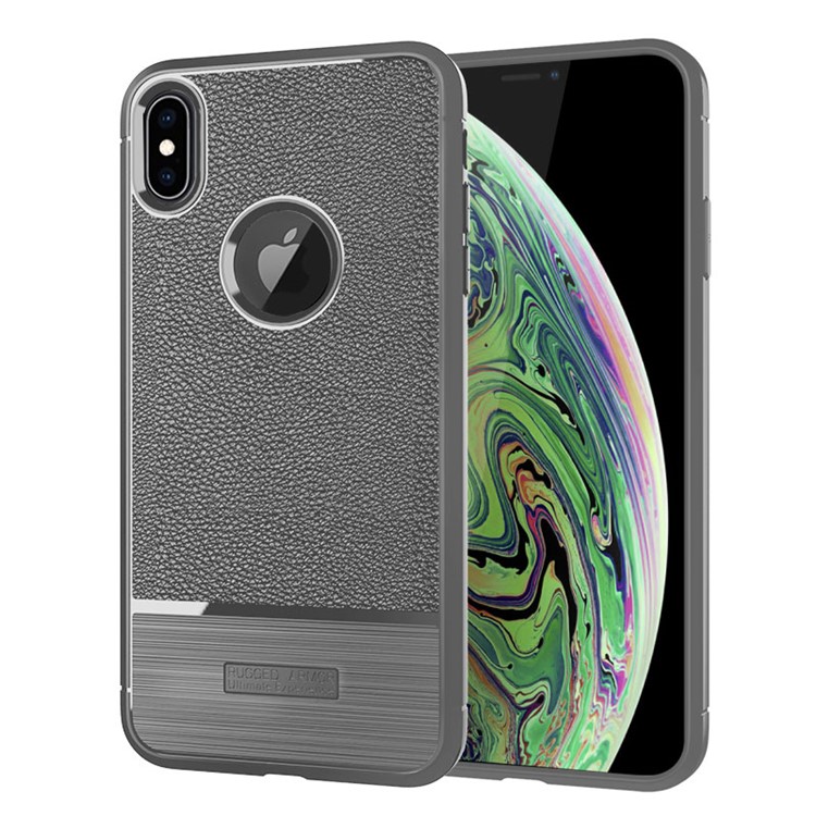 

Litchi Текстурированная Защитная Крышка TPU Для Iphone XS Max 6.5 Inch - Серый, iPhone XS Max 6.5 inch