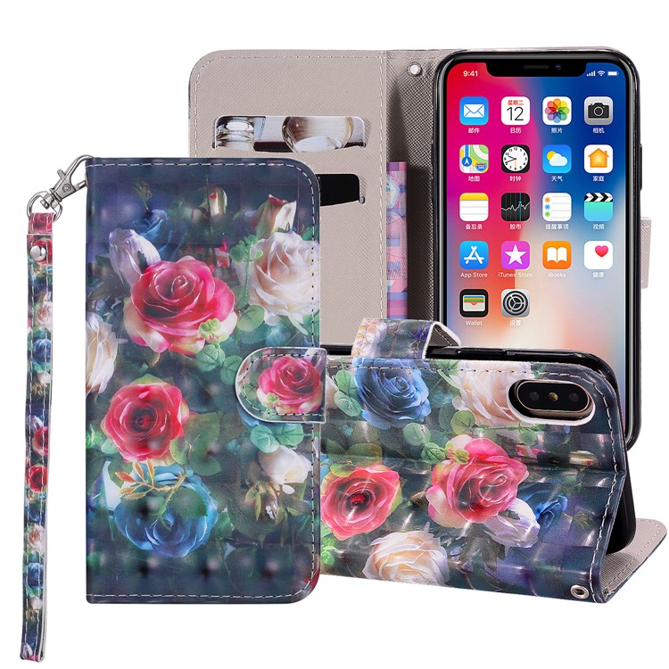 

Узорный Кожаный Чехол Для Кошелька Для Iphone XS Max 6.5 Inch - Цветок Роза, iPhone XS Max