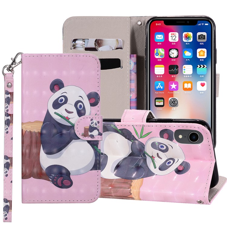 

Pattern Printing Wallet Stand Leather Mobile Casing for iPhone XR 6.1 inch - Panda, iPhone XR 6.1 inch