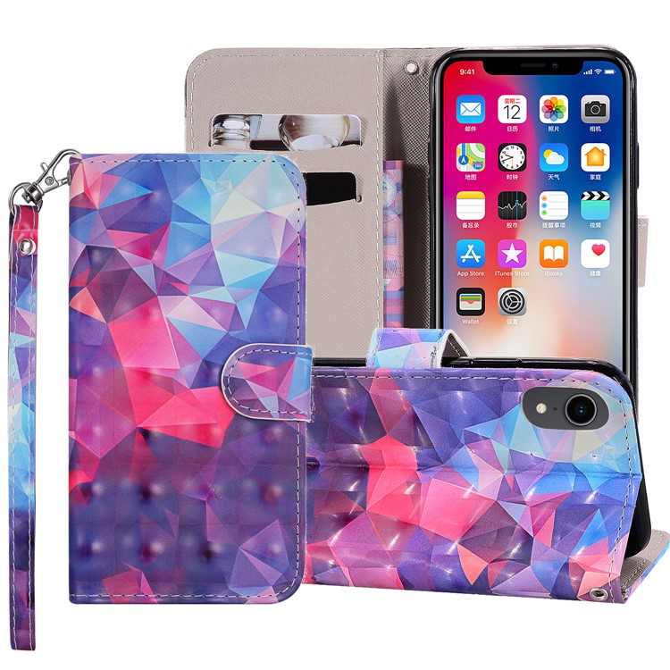 

Pattern Printing Wallet Stand Leather Mobile Accessory Case for iPhone XR 6.1 inch - Colorful Splicing Pattern, iPhone XR 6.1 inch