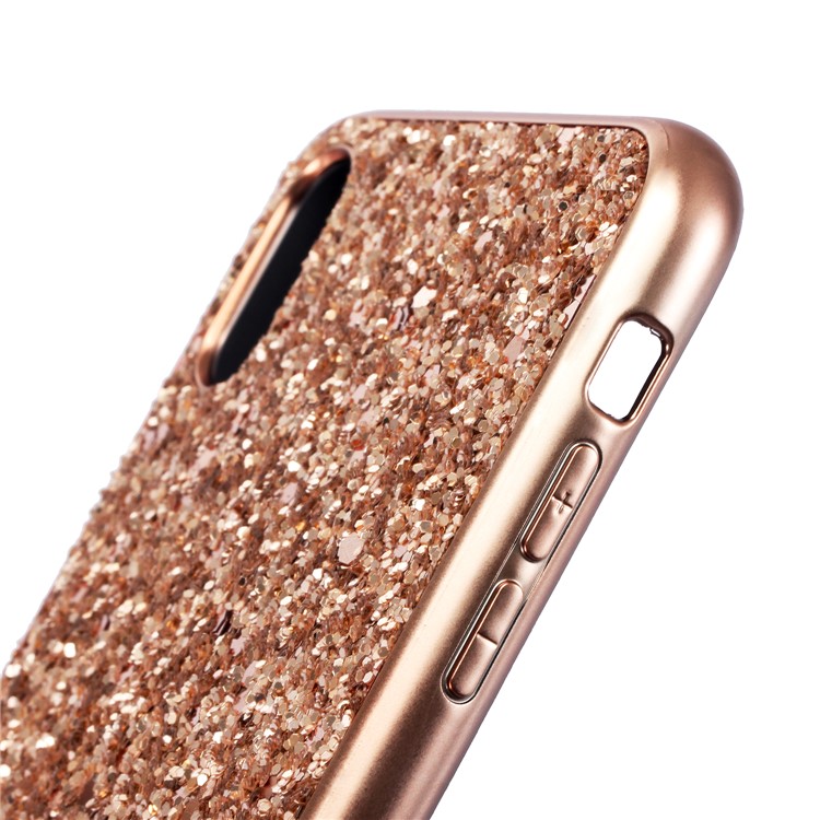 For iPhone XS Max 6.5 inch Glittery Sequins TPU Gel Back Cover - Rose Gold-2