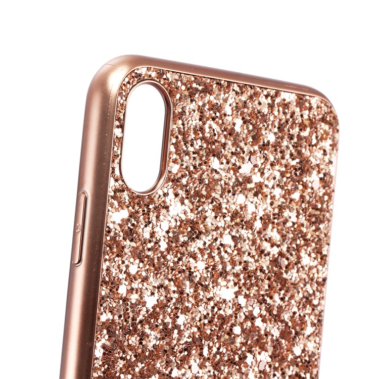 For iPhone XS Max 6.5 inch Glittery Sequins TPU Gel Back Cover - Rose Gold-4