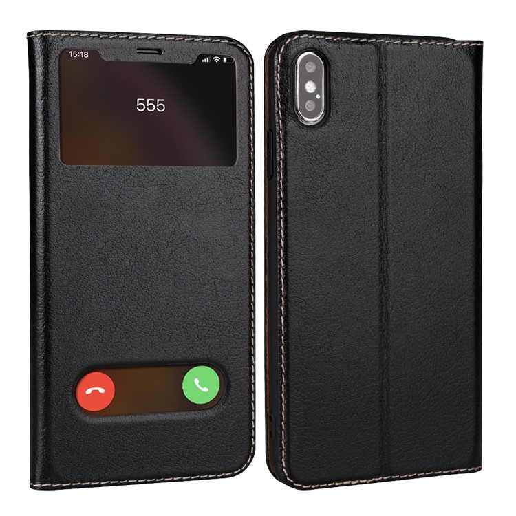 

Двойной Кожаный Кожаный Чехол С Кожаным Корпусом С Подставкой Для Iphone XS Max 6.5 Inch - Черный, iPhone XS Max