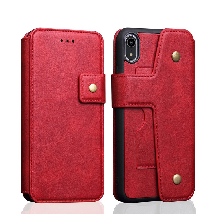 

Для Iphone XR 6.1-дюймовый Корпус Телефона С Держателями Карт, Съемный 2-в-1, Встроенный Магнитный Держатель Металлический Лист - Красный, iPhone XR