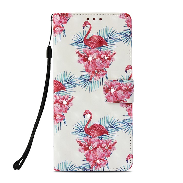 For iPhone XR 6.1 inch Pattern Printing Rhinestone Decor Wallet Stand Leather Phone Case - Flamingo Flower-2