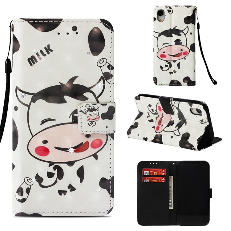 

Patterned Light Spot Decor Diamond Wallet Leather Accessory Case for iPhone XR 6.1 inch - Milk, iPhone XR