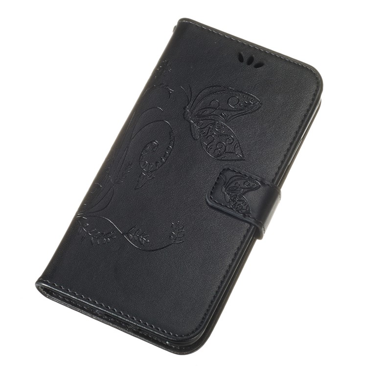 Imprint Butterfly Flower Wallet Leather Stand Case for iPhone XS Max 6.5 inch - Black-5