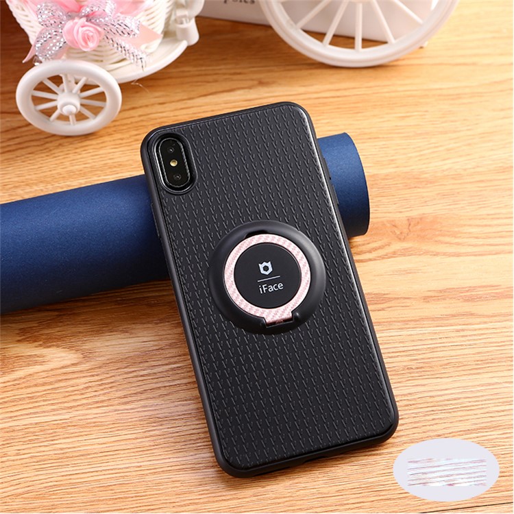 

IFACE MALL Палец Кольцо Подставка TPU Задняя Крышка Для Iphone XS Макс 6.5 Дюймов (встроенный Магнитный Металлический Лист) - Розовое Золото, iPhone XS Max