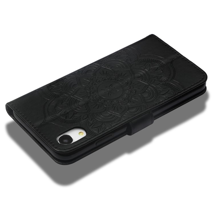 Imprint Dream Catcher Rhinestone Decor Wallet Leather Case for iPhone XR 6.1 inch - Black-7