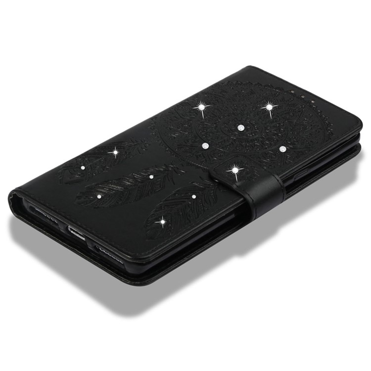 Imprint Dream Catcher Rhinestone Decor Wallet Leather Case for iPhone XR 6.1 inch - Black-8