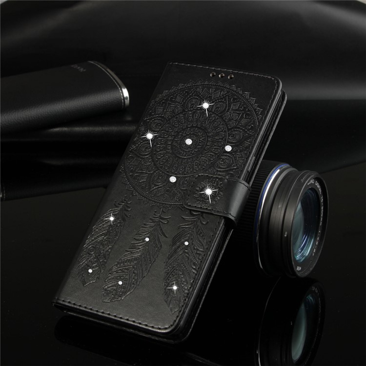 Imprint Dream Catcher Rhinestone Decor Wallet Leather Case for iPhone XR 6.1 inch - Black-9