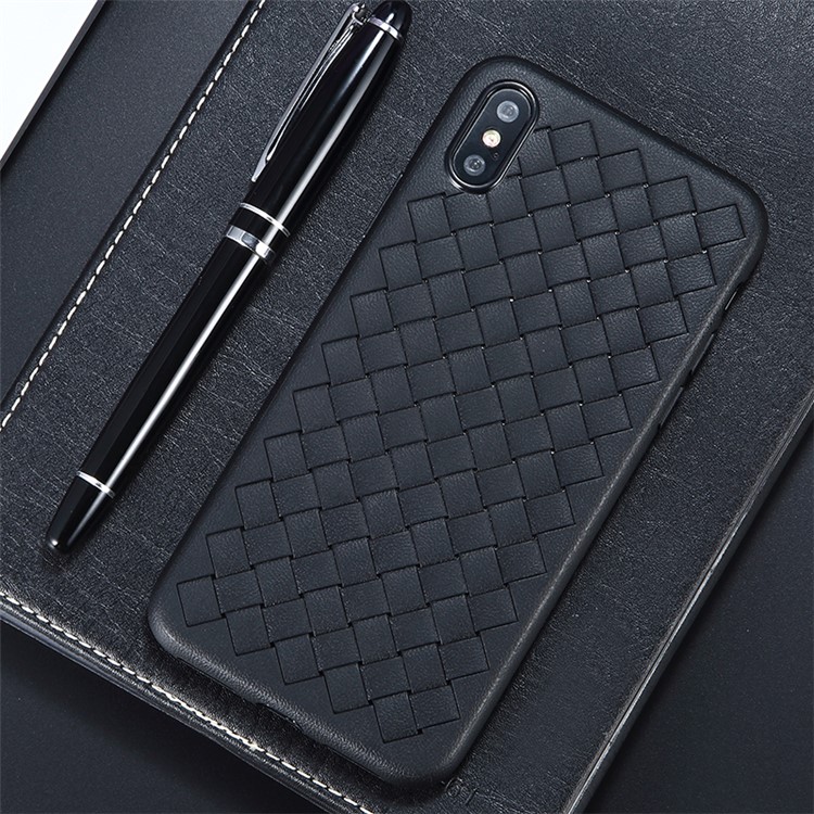BENKS Woven Texture Soft TPU Phone Shell for iPhone XS / X 5.8 inch - Black