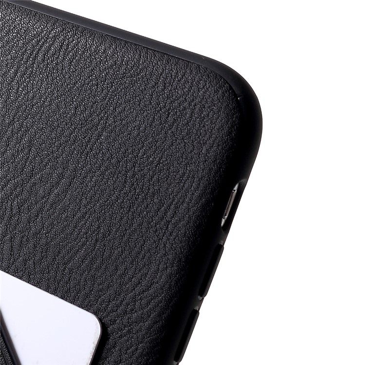 DENIOR Genuine Leather Skin TPU Card Holder Phone Case for iPhone XR 6.1 inch - Black-4