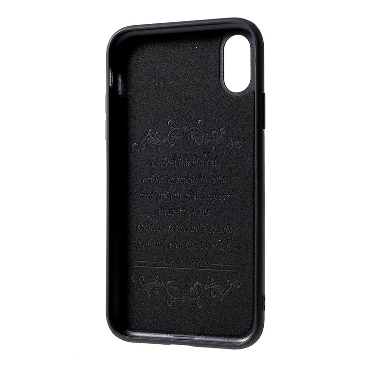 DENIOR Genuine Leather Skin TPU Card Holder Phone Case for iPhone XR 6.1 inch - Black-6