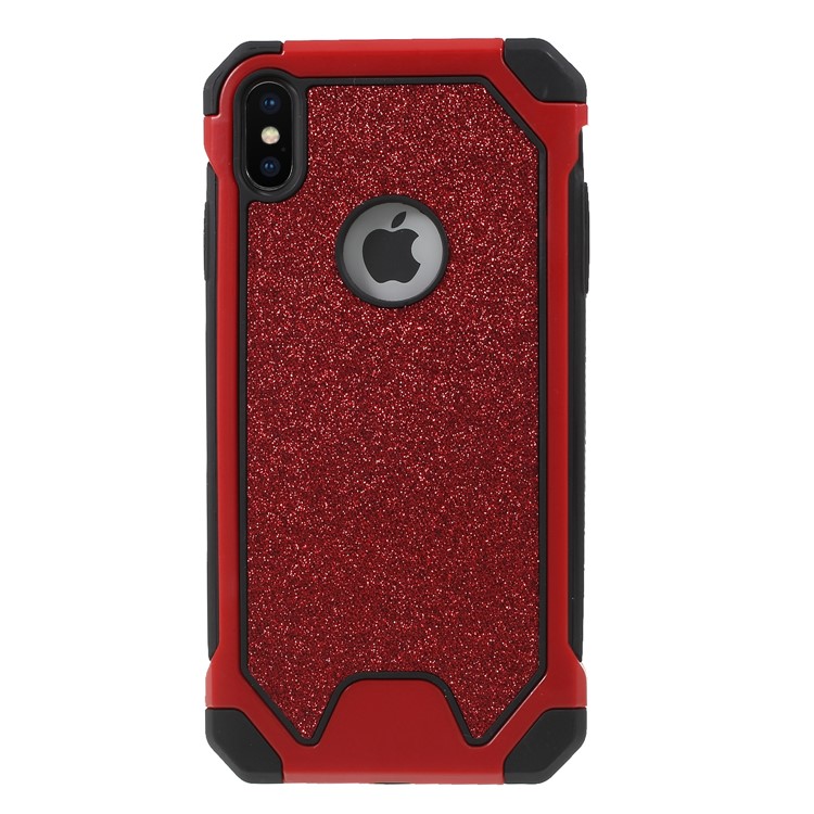 Glitter Powder Drop Resistant PC TPU Hybrid Cellphone Case for iPhone XS Max 6.5 inch - Red-2