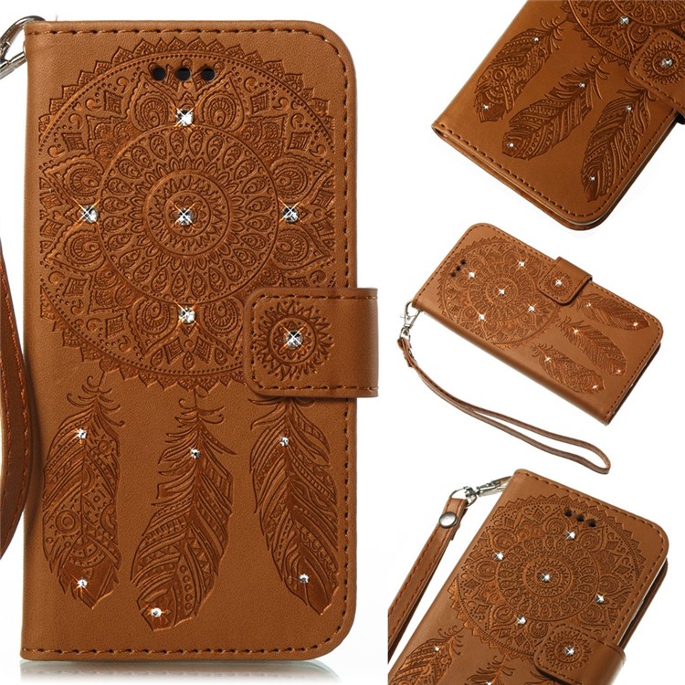 

Imprint Dream Catcher Diamante Leather Shell Case for iPhone XS / X 5.8 inch - Brown, iPhone Xs