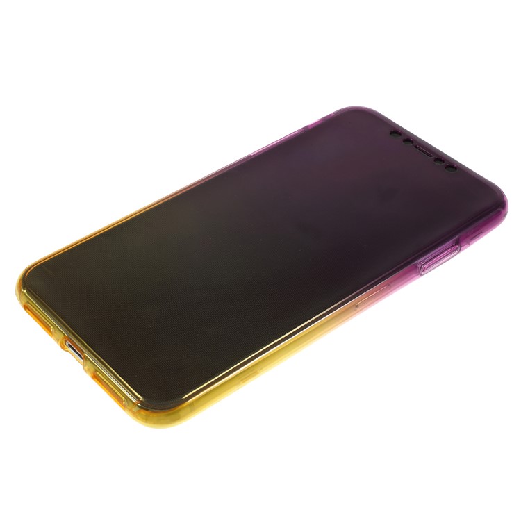 Gradient Color Touchable Front + Back 2-Piece TPU Case for iPhone XS Max 6.5 inch - Purple / Yellow-2