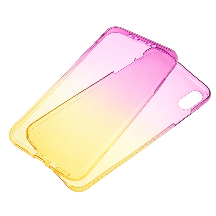 Gradient Color Touchable Front + Back 2-Piece TPU Case for iPhone XS Max 6.5 inch - Purple / Yellow-6