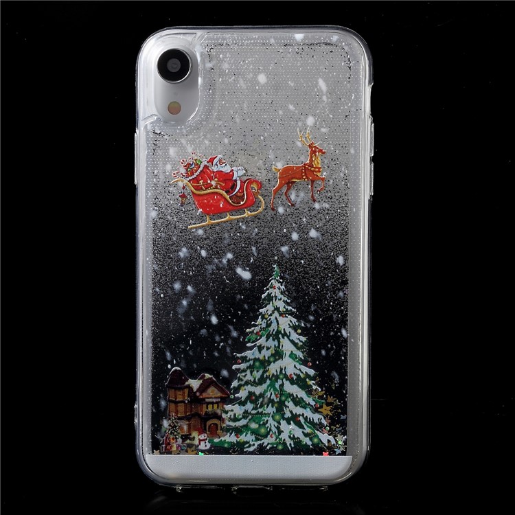 

For iPhone XR 6.1 inch Christmas Tree Pattern Glitter Powder Quicksand TPU Acrylic Hybrid Case - Black, iPhone XR