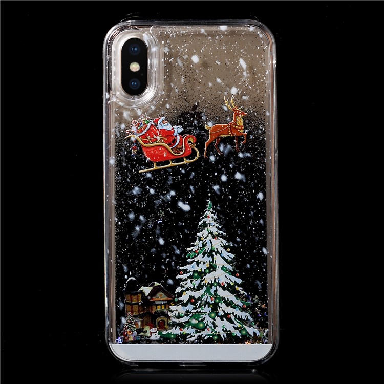 

Christmas Tree Pattern Glitter Powder Quicksand TPU + Acrylic Combo Back Case for iPhone XS 5.8 inch - Black, iPhone Xs