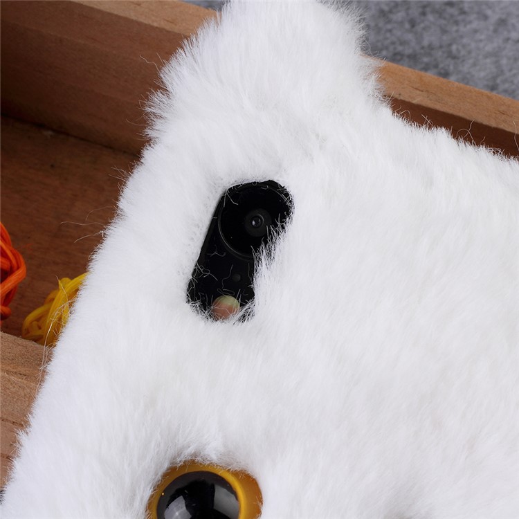 3D Cute Cat Pattern Fur Coated TPU Back Case for iPhone XR 6.1 inch - White-3