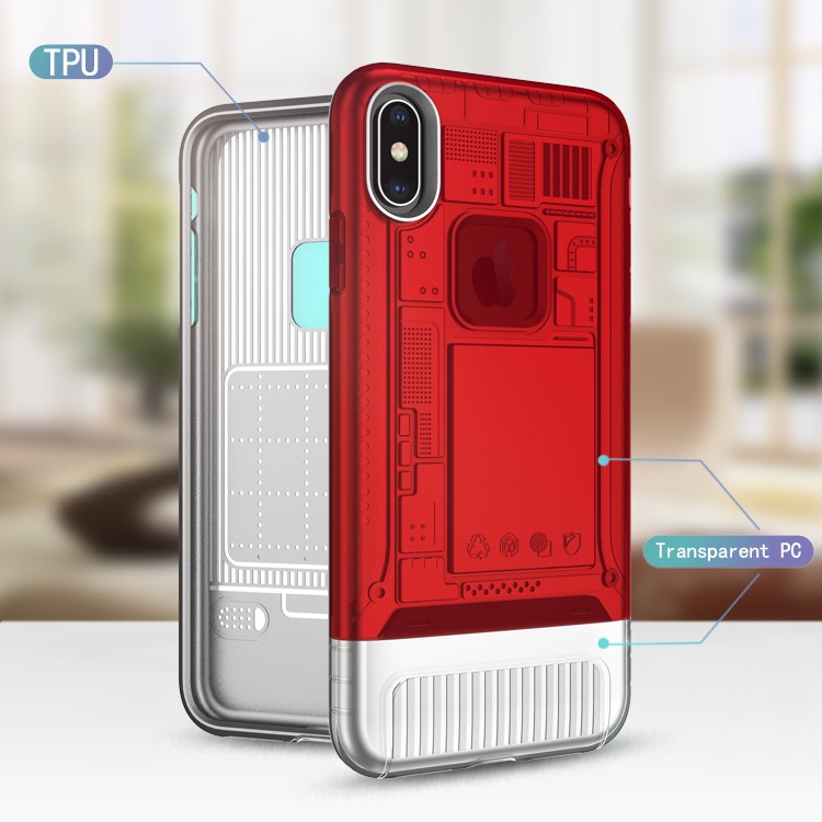 

Ультра Тонкий Прозрачный Пластик + Корпус Гибридного Телефона TPU Для Iphone XS Max 6.5 Inch - Красный, iPhone XS Max