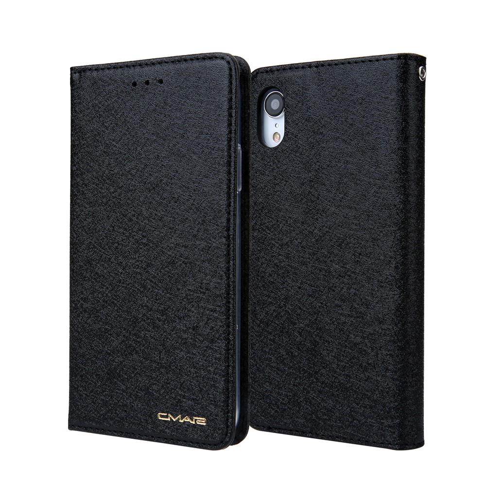 CMAI2 Silk Texture PU Leather Flip Case for iPhone XR 6.1 inch - Black-1