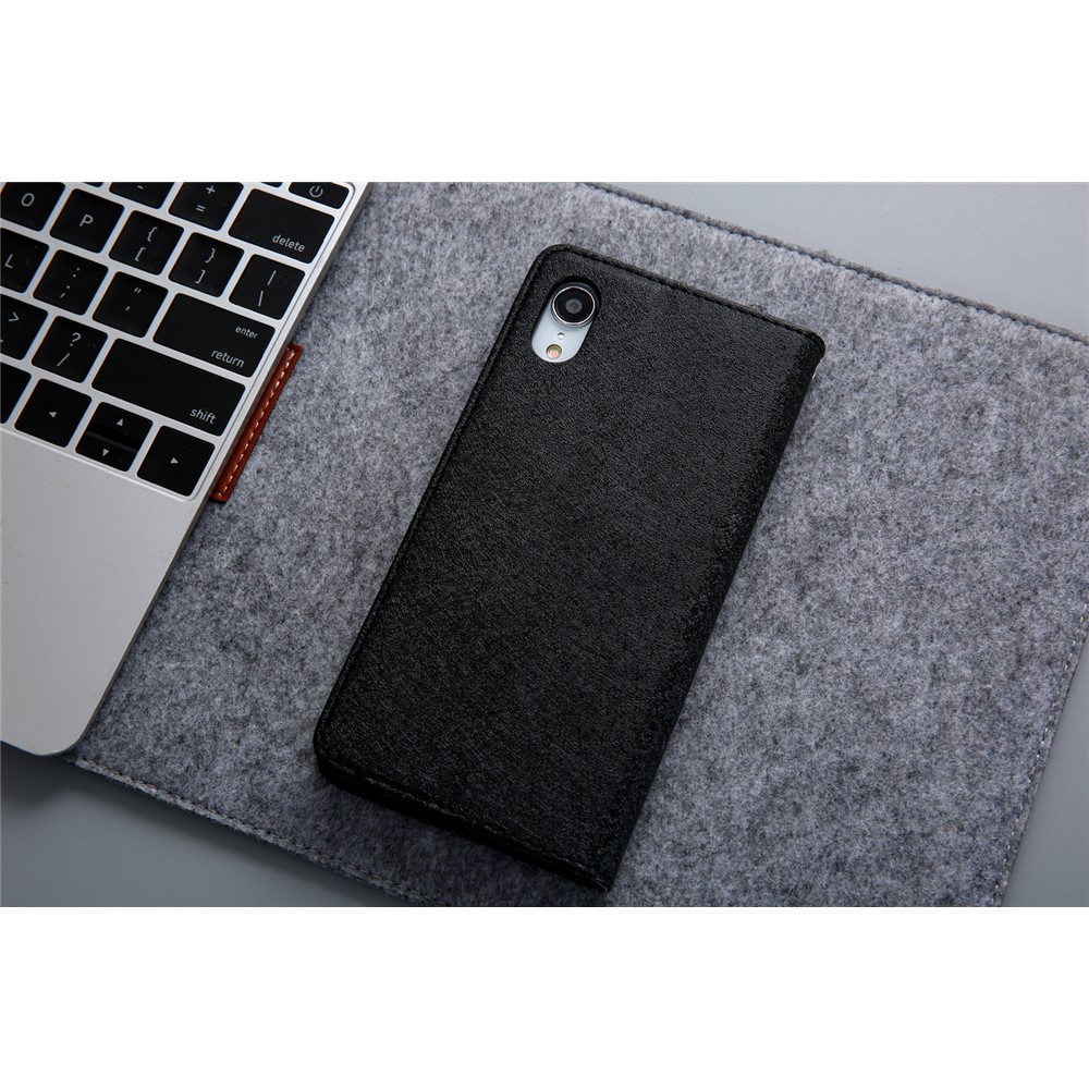 CMAI2 Silk Texture PU Leather Flip Case for iPhone XR 6.1 inch - Black-13