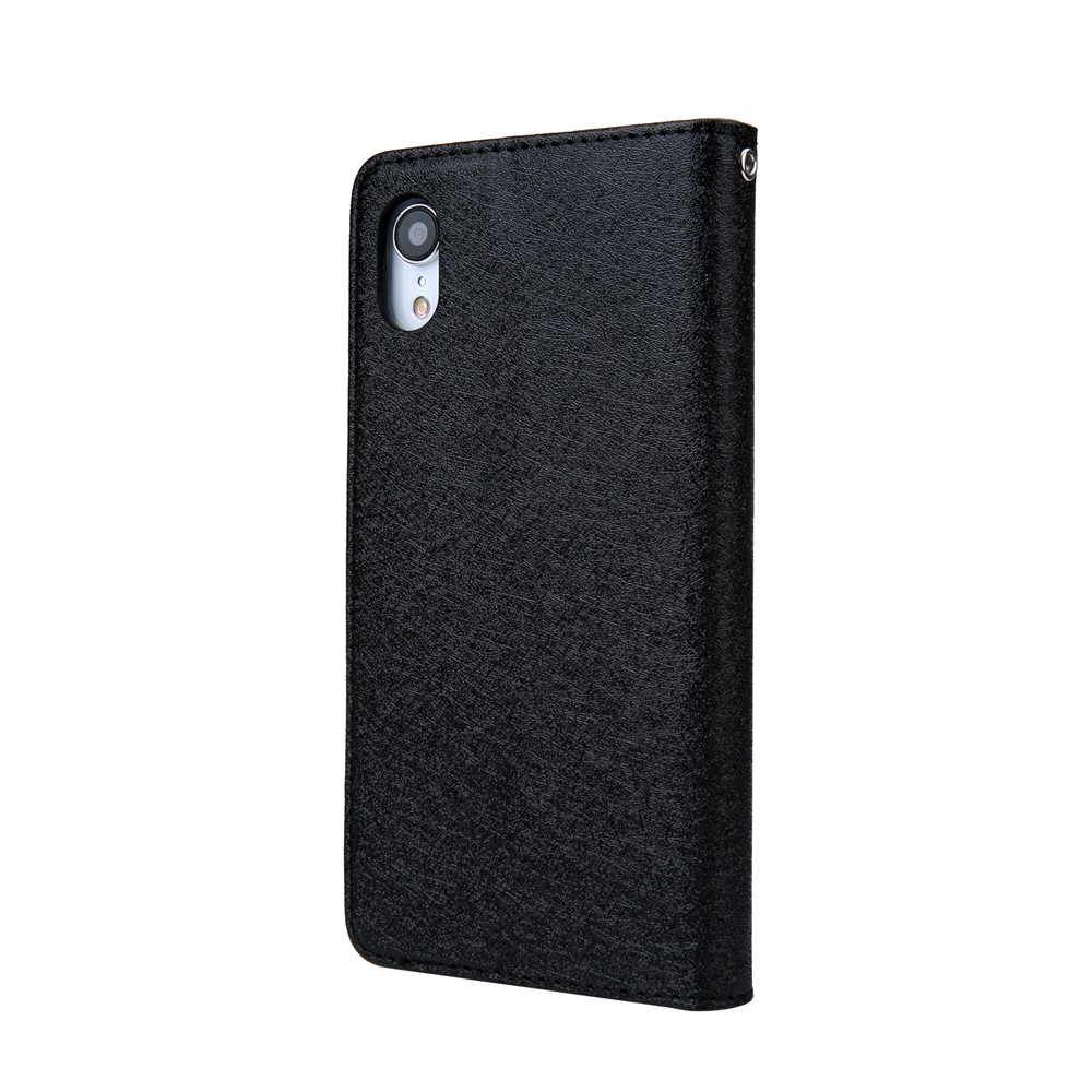 CMAI2 Silk Texture PU Leather Flip Case for iPhone XR 6.1 inch - Black-3