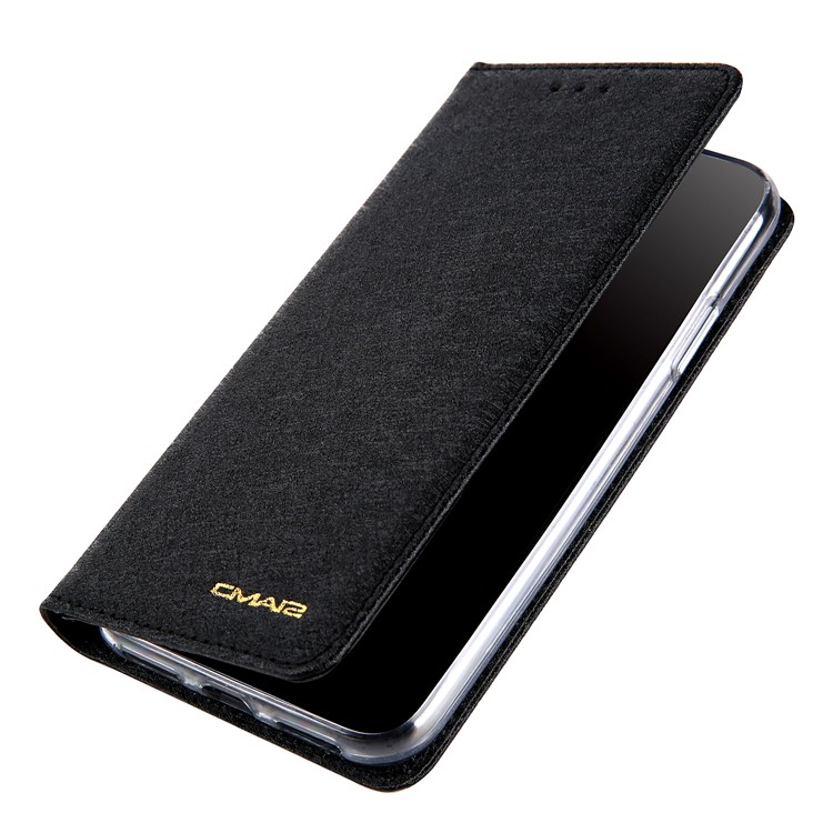 CMAI2 Silk Texture PU Leather Wallet Stand Case for iPhone XS Max 6.5 inch - Black-14