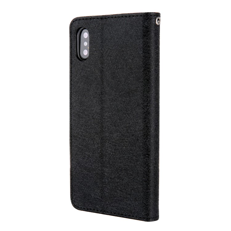 CMAI2 Silk Texture PU Leather Wallet Stand Case for iPhone XS Max 6.5 inch - Black-5