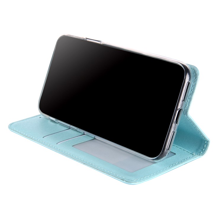 CMAI2 Seda Textura PU Carteira De Couro Tampa Móvel Para O Iphone XS Max 6,5 Polegadas - Bebê Azul-10