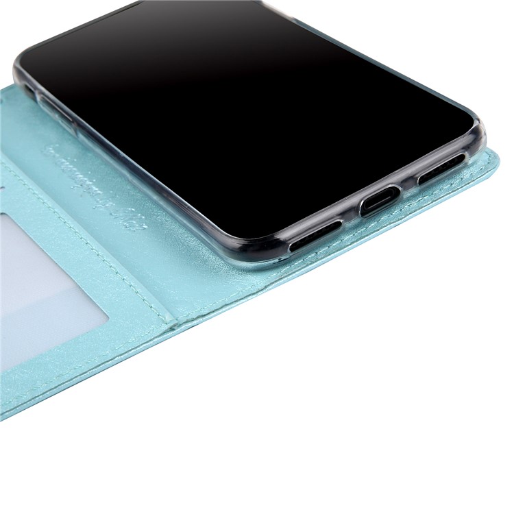 CMAI2 Seda Textura PU Carteira De Couro Tampa Móvel Para O Iphone XS Max 6,5 Polegadas - Bebê Azul-12