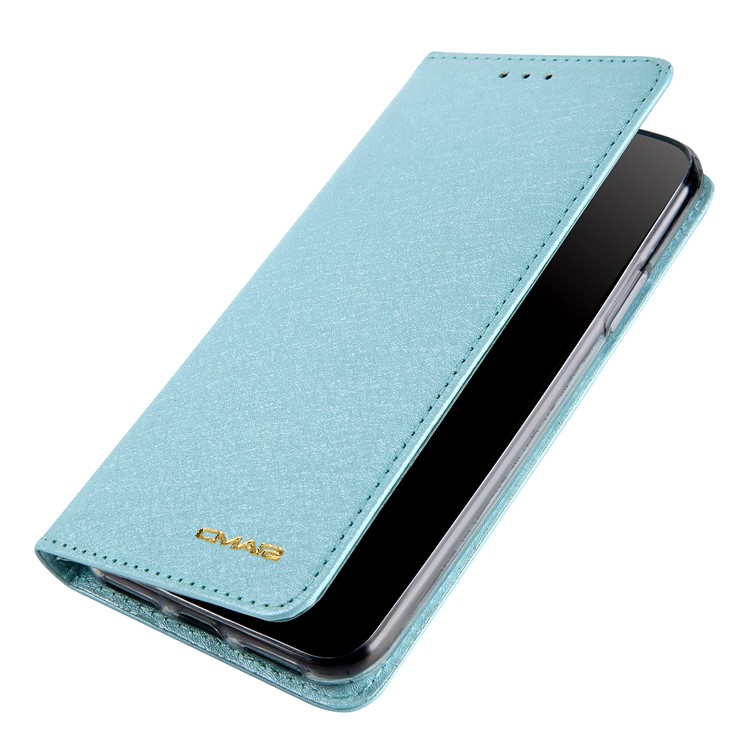 CMAI2 Seda Textura PU Carteira De Couro Tampa Móvel Para O Iphone XS Max 6,5 Polegadas - Bebê Azul-14