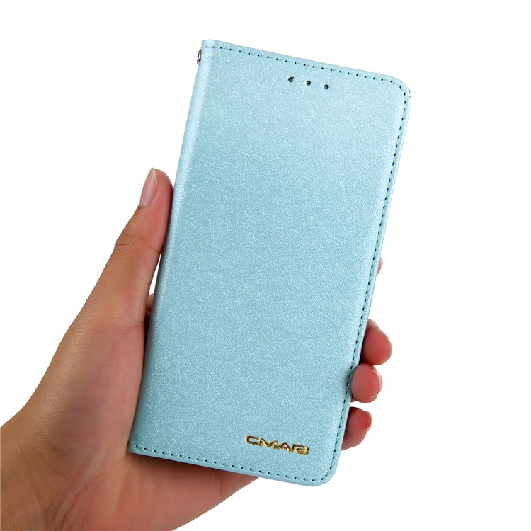 CMAI2 Seda Textura PU Carteira De Couro Tampa Móvel Para O Iphone XS Max 6,5 Polegadas - Bebê Azul-16