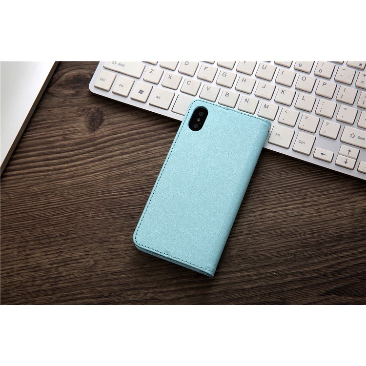 CMAI2 Seda Textura PU Carteira De Couro Tampa Móvel Para O Iphone XS Max 6,5 Polegadas - Bebê Azul-18