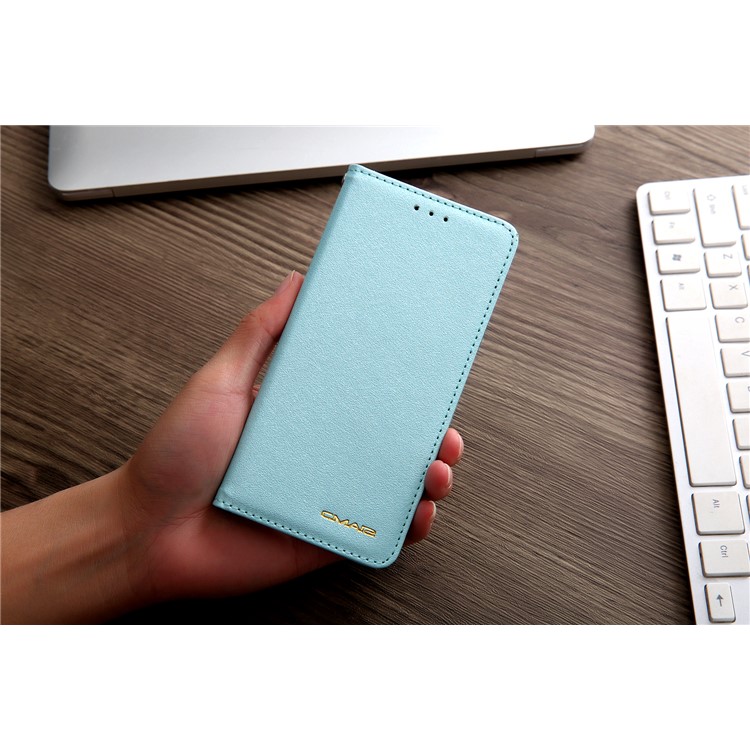 CMAI2 Seda Textura PU Carteira De Couro Tampa Móvel Para O Iphone XS Max 6,5 Polegadas - Bebê Azul-25