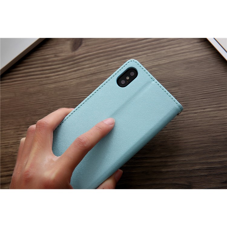 CMAI2 Seda Textura PU Carteira De Couro Tampa Móvel Para O Iphone XS Max 6,5 Polegadas - Bebê Azul-26