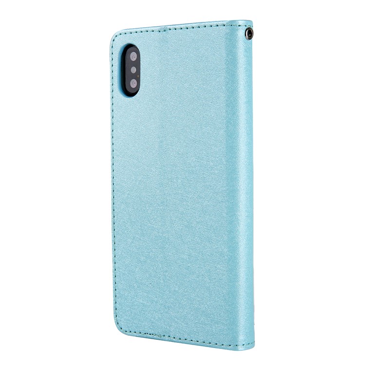 CMAI2 Seda Textura PU Carteira De Couro Tampa Móvel Para O Iphone XS Max 6,5 Polegadas - Bebê Azul-5