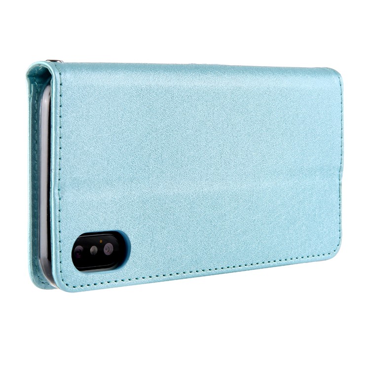 CMAI2 Seda Textura PU Carteira De Couro Tampa Móvel Para O Iphone XS Max 6,5 Polegadas - Bebê Azul-6