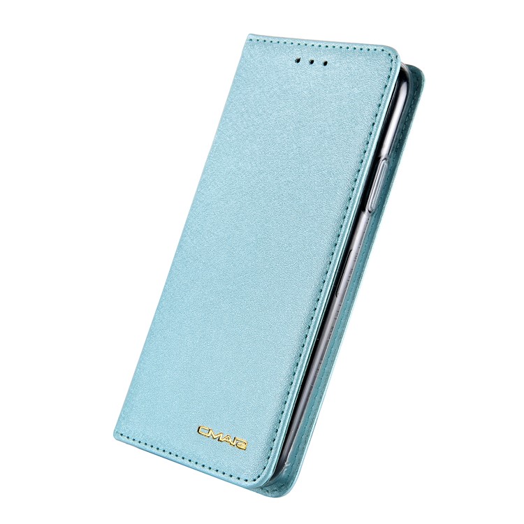 CMAI2 Seda Textura PU Carteira De Couro Tampa Móvel Para O Iphone XS Max 6,5 Polegadas - Bebê Azul-8