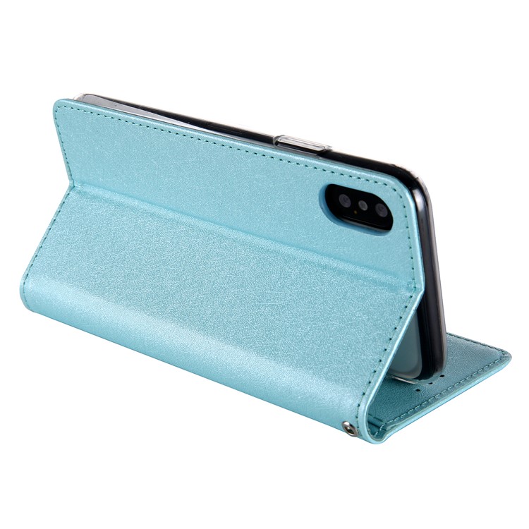 CMAI2 Seda Textura PU Carteira De Couro Tampa Móvel Para O Iphone XS Max 6,5 Polegadas - Bebê Azul-9