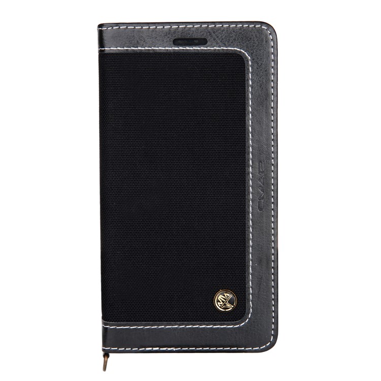 CMAI2 for iPhone XS Max 6.5 inch Jeans Cloth PU Leather Wallet Case with Hand Strap - Black-10