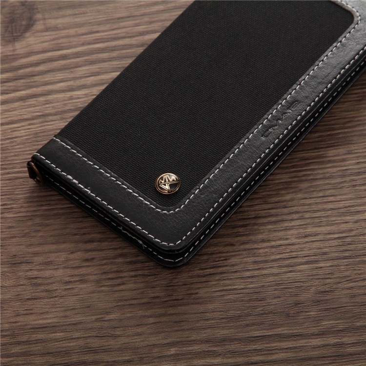 CMAI2 for iPhone XS Max 6.5 inch Jeans Cloth PU Leather Wallet Case with Hand Strap - Black-15