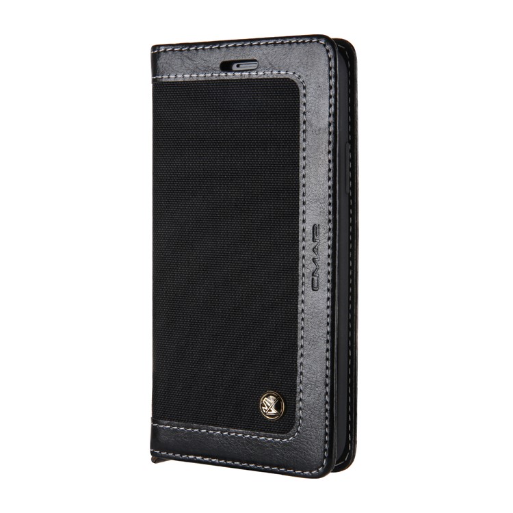 CMAI2 for iPhone XS Max 6.5 inch Jeans Cloth PU Leather Wallet Case with Hand Strap - Black-3